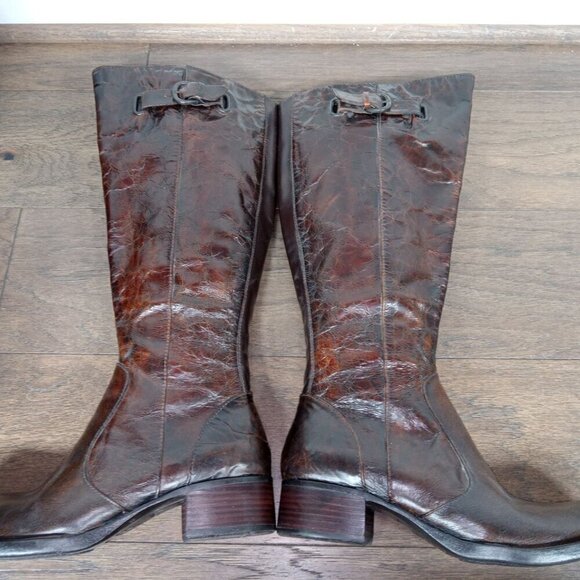 BORN CROWN Roxie Brown Crinkle Leather Tall Boots Size US 6.5 NWOT - Picture 6 of 10